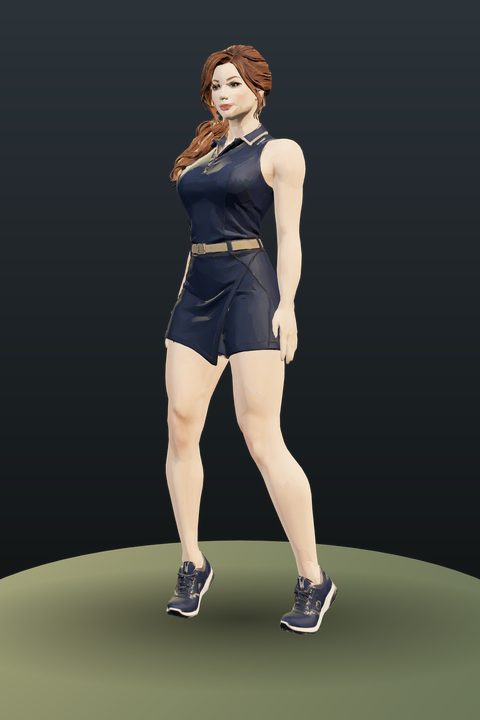 Sapphire Noir: auburn braid, sleeveless navy dress